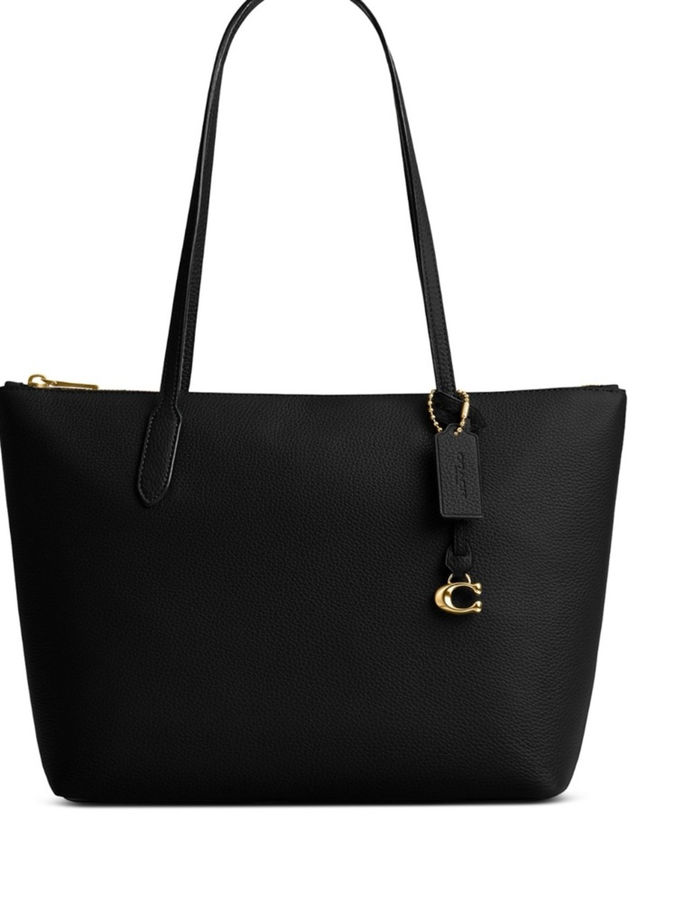 Coach Black Pebbled Leather Tote with Gold Charm